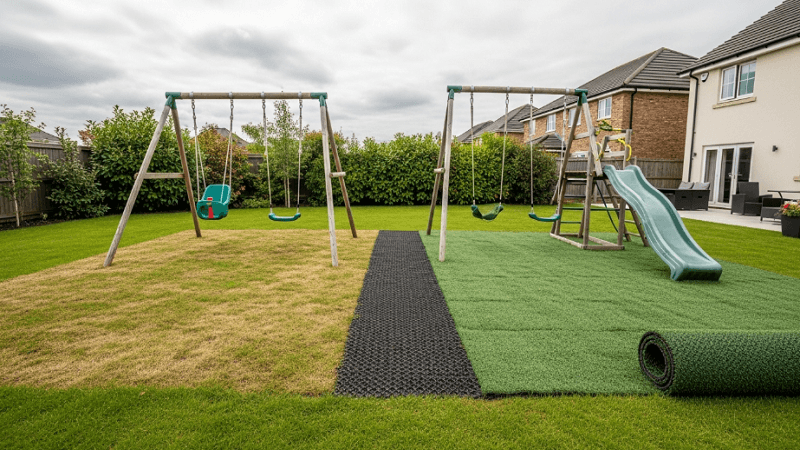 How to Stop Grass Wear Around Garden Play Equipment